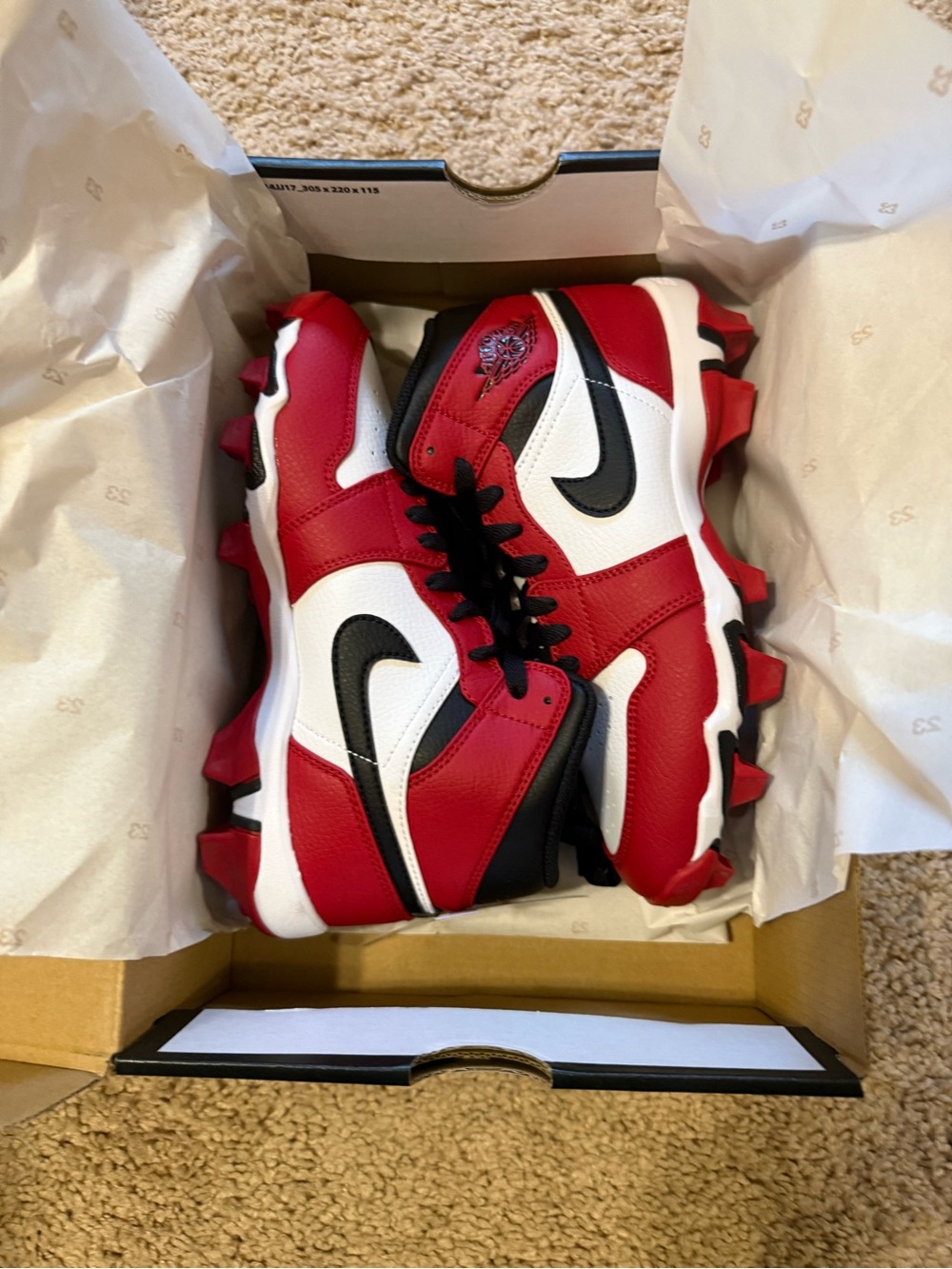 Jordan 1 Mid Football Cleats Youth Size 5.5